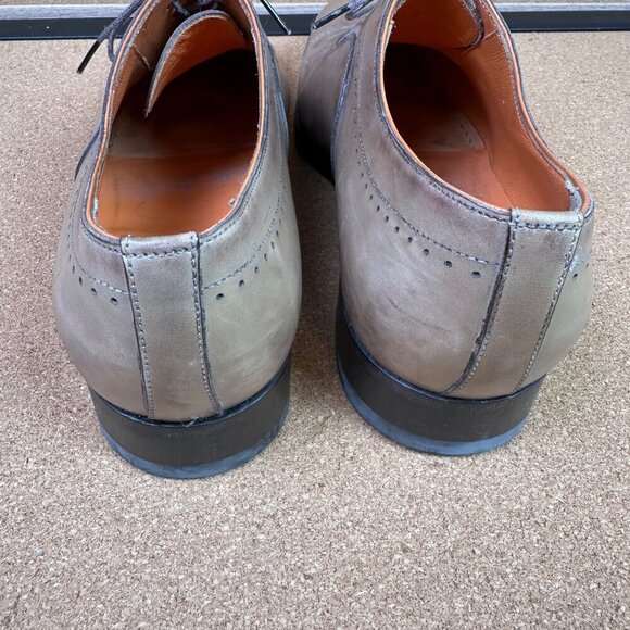 Santoni Valero Oxford Dress Shoes Size 9 US Light Brown / Tan / Grey Leather - Picture 4 of 10